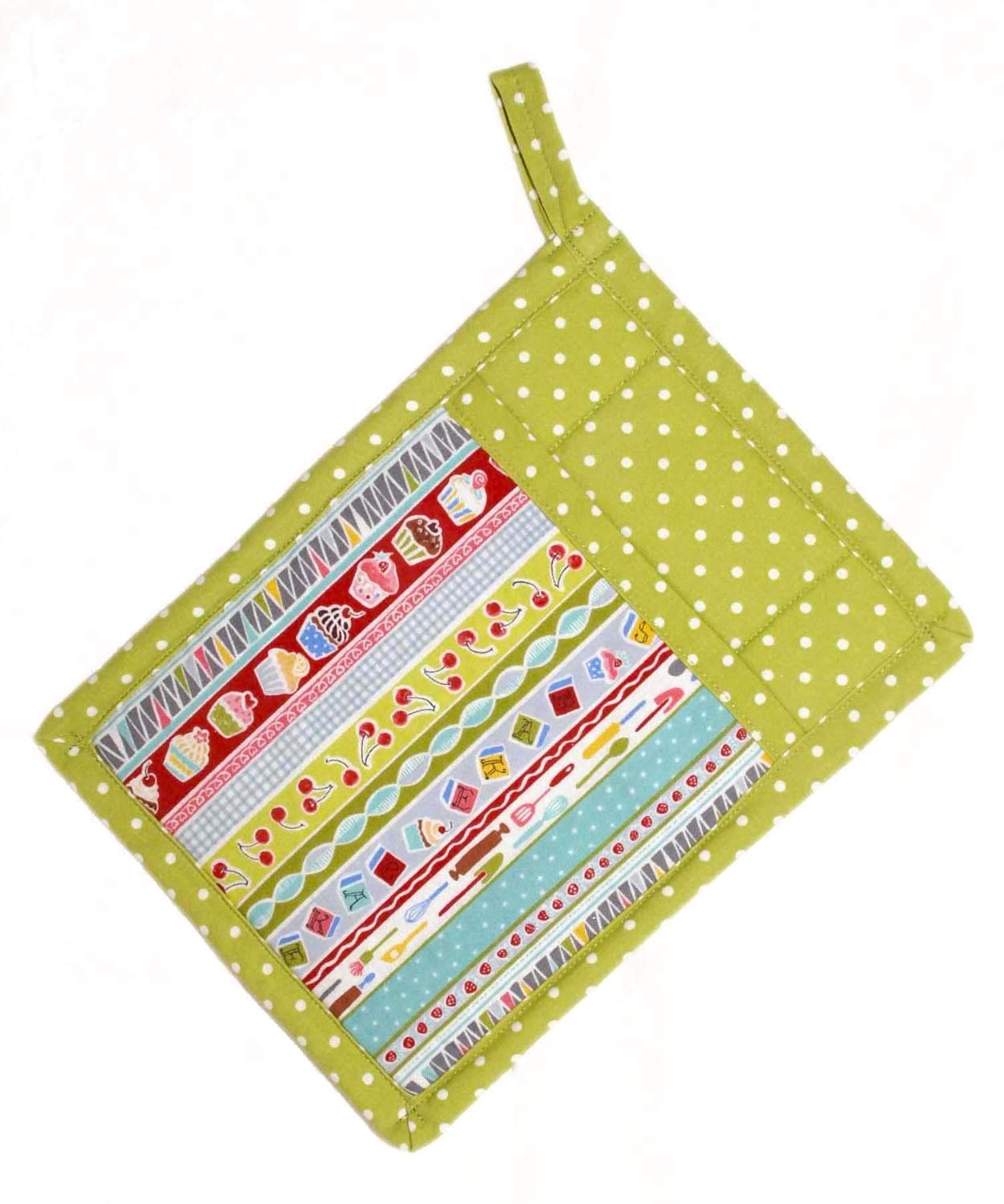 1 Pocket Pot Holder With Hanging Loop Stripes of Kitchen