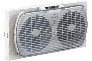 shinic Twin Window Fan with Reversible Air Flow, Quiet Mode, 3 Speed Settings, with Auto-locking Expenders and Removable Bug Screen, ETL Listed, Small Window Fan Fits ​Window Width 22""-33"", White