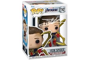 HOFSM.COM HALL OF FAME SPORTS MEMORABILIA Tom Holland Spiderman Unmasked Spider-Man #1142 Facsimile Signed Reprint Laser Autographed Funko POP! Movies Marvel Endgame Figurine with Protector Case