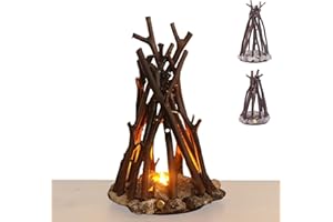 Led Night Light,Campfire Lamp,Wooden Campfire LED Dimmable Lamp with 3 Lighting Modes & Flame Sound, for Bedroom Office and R