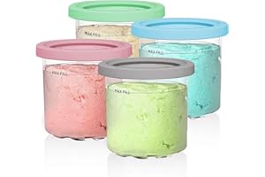 SOSEIEIU Creami Pints and Lids for Ninja - 4 Pack, 16 oz Cups Compatible with NC301 NC300 NC299AMZ NC290 Series Ice Cream Maker-Dishwasher Safe, BPA-Free, Leak Proof - Assorted Colors