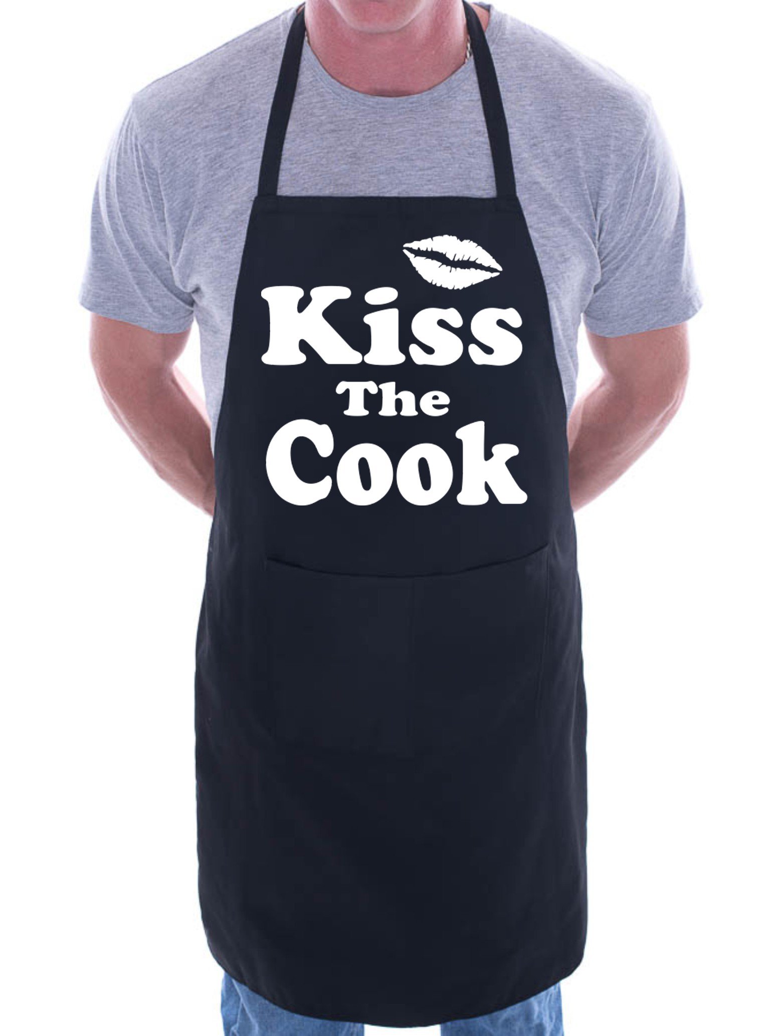 Print4U Kiss The Cook Novelty Cooking Funny Unisex Apron Black