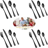 BEWOS 16 Piece Matt Black Stainless Steel Flatware Set Service for 4 view 7
