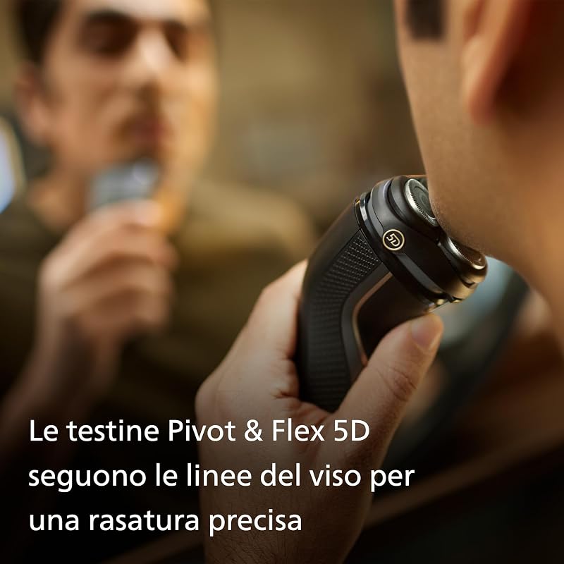 rasoio elettrico serie 3000 - Rasoio elettrico Wet&Dry per uomo, tecnologia SkinProtect, colore Deep Black, rifinitore a scomparsa, supporto di ricarica, astuccio da viaggio (modello S3342/13)