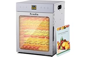 FENDIA Food Dehydrator for Jerky, 12 Stainless Steel Trays, 1200W Fruit Dehydrator, 24H Timer and 190°F Temperature Control, Overheat Protection, Food Dryer for Jerky, Herbs, Fruit, Dog Treats