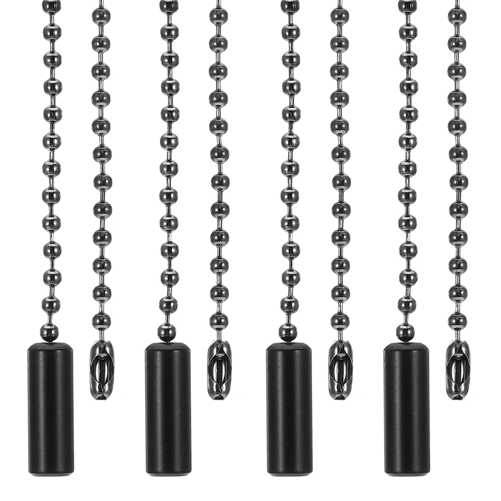 PATIKIL 1M 3.3ft Ceiling Fan Pull Chain, 4 Pcs Beaded Pulls Cord Extender Cylinder Pendant for Fan Light Chandelier Table Lamp Pulling Switch, Black