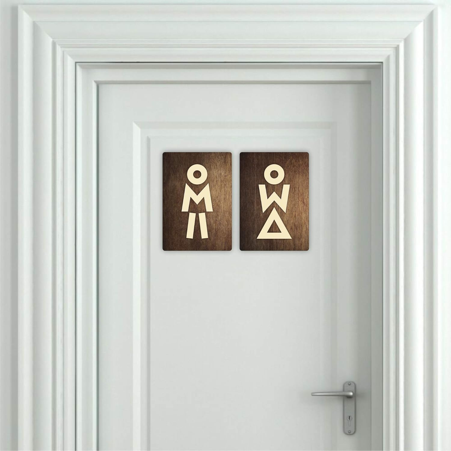 2pcs Bathroom Wooden Door Signs Wc Door Signs Two Modern Bathroom Plates Bathroom Decor Wooden Unisex Bathroom Signs Door Plates Amazon Co Uk Handmade
