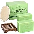 POP MODERN.C Tea Tree Soap Bar for Face & Body Wash Tea Tree Oil Bath Soaps for Athlete's Foot Body Odor Acne Deep Clean Men Women All Skin Types with Soap Holder Body Scrubber Mesh Soap Bag 2x150G