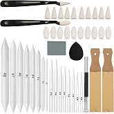 43 PCS Blending Stumps and Tortillions Paper Art Blenders Sketch Drawing | Sketch Wipe Scrapers,Rub Sponge,Kneaded Eraser,Sandpaper Sharpeners,Pencil Extension,Replacement Heads ,Washable Reusable
