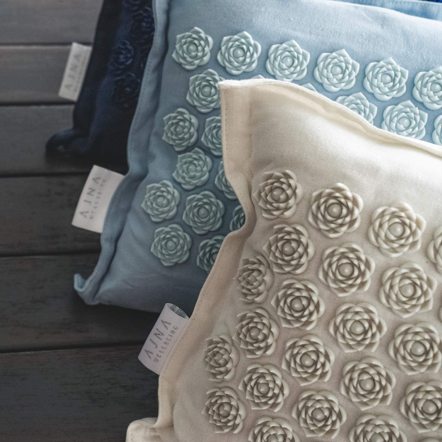 Ajna Acupressure Mat and Pillow Set - Ideal for Back Pain Relief and Neck Pain Relief - Advanced Stress Reliever - Muscle Relaxant - Free Tote Bag - Eco Lite (Ocean Blue): Sports & Outdoors