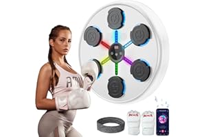 JIAAO Music Boxing Machine, 2025 Upgrade Boxing Music Workout Machine for Adults Women Kids, Smart Bluetooth Boxing Music Trainer, Wall Mounted Musical Punching Pad, Boxing Machine with Gloves and Headband