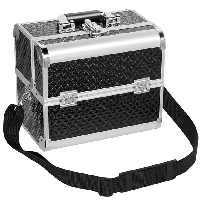 Yaheetech Alu Kosmetikkoffer Friseurkoffer Schminkkoffer Schmuckkoffer Beauty Case, Schwarz