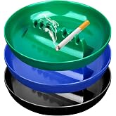 BESUPERT 3Pcs Assorted Colors Ashtray Sets, Ash Tray for Cigarettes and Cigar, Round Large Size Plastic Ashtrays, for Indoor Outdoor Home Office Patio Restaurant Bar Hotel Use (1 Black 1 Green 1 Blue)