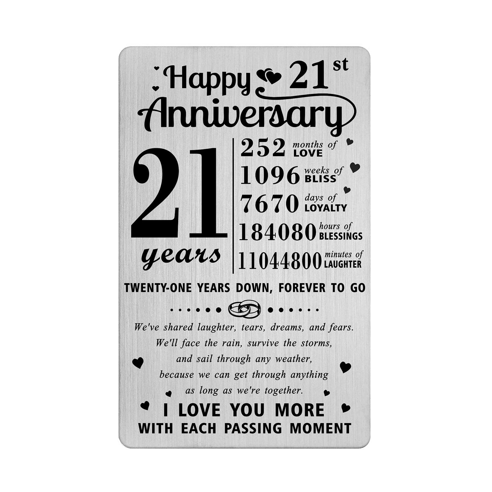 Richesele 21 Year Wedding Anniversary Card - 21st Wedding Anniversary Card - Happy 21 Years Anniversary Decoration Sweet Gifts for Husband Wife