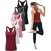 6 or 5 Pack Workout Tank Tops for Women, Athletic Racerback Sports Tank Tops, Compression Sleeveless Dry Fit Shirts