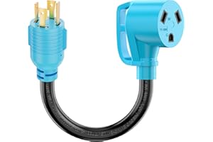 CircleCord 4 Prong 30 Amp RV Generator Adapter Cord with Grip Handle, L14-30P Twist Lock Male to TT-30R Female, Heavy Duty STW 10 AWG 12 Inch for Generator to RV Trailer Camper