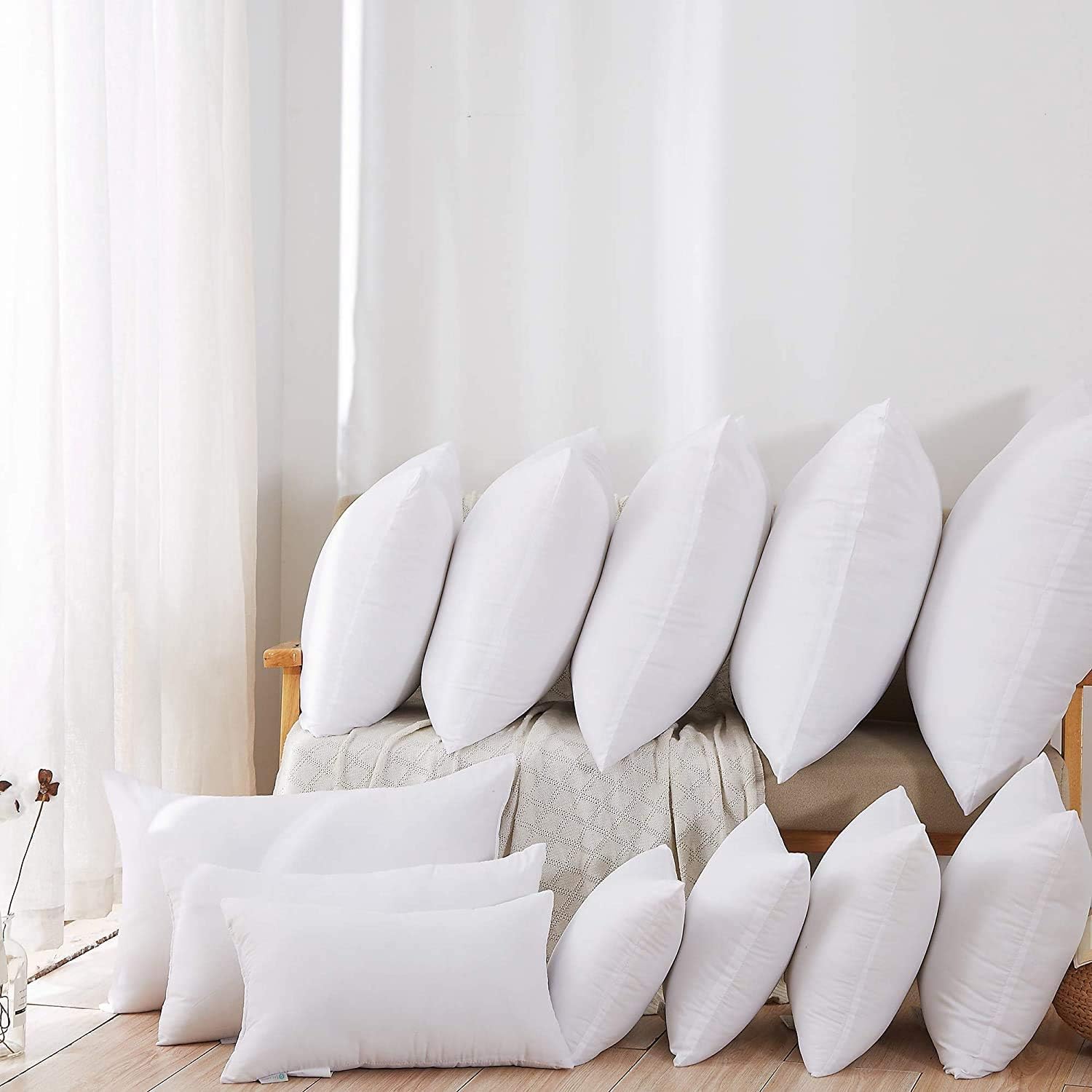 Acanva 20 x 20 Premium Hypoallergenic Polyester Stuffer Square Form Sham Throw Pillow Inserts, 20"-4P, 2020 Newer Version: Home & Kitchen