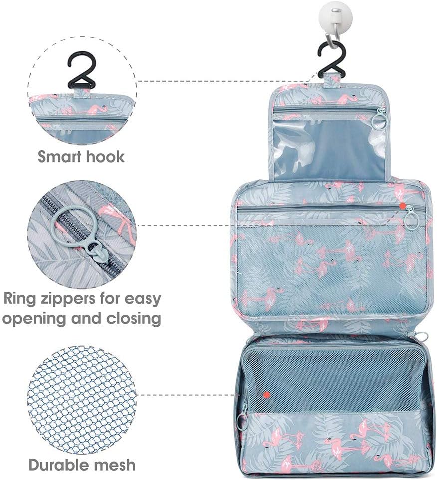 YumSur Hanging Travel Toiletry Bag,Flamingo Wash Bag Portable Make Up Bag for Women,Large Capacity Cosmetic Bag Perfect for Travel/Daily Use - Image 5