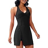 JOYSPELS 2025 Athletic Tennis Dress for Women with Built-in Bra & Shorts Pockets V Neck Spring Summer Dresses
