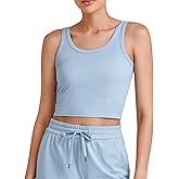 G4Free Workout Tank Tops for Women Slim Fitted U Neck Ribbed Athletic Gym Yoga Cropped Tanks Summer Casual
