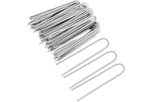 CEED4U 60 Packs Garden Stakes 6 Inches 12 Gauge Heavy Duty Tent Stakes Galvanized Steel Staples Securing Tent Pegs for Weed Fabric Landscape Fabric Netting Ground Sheet Fleece Irrigation Tubes