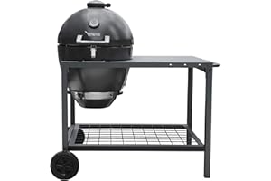 BRANDMAN GRILLS SINCE 1987 Brand-Man Charcoal Grills with Table Cart, Rodeo Deluxe Steel Kamado Grill and Smoker 22in Cast Iron Cooking Grids Perfect for Outdoor Cooking