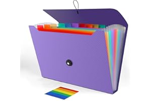 WEOVEPAW Accordion File Organizer, Expanding File Folder for Sorting Documents and Papers, 13 Pockets File Storage Organizer for Home, Travel and Office Use (Purple)
