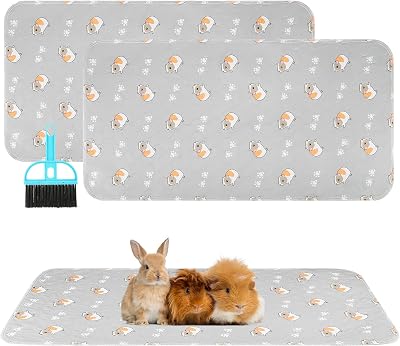 Scenereal Guinea Pig Cage Liner 2 Pack with Cleaning Brush - Reusable Washable