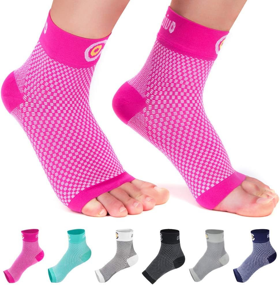 CAMBIVO 2 Pairs Plantar Fasciitis Socks, Ankle Support Compression Foot Sleeve for Men and Women, Arch Support for Foot Pain, Heel Swelling(Black, Medium): Beauty
