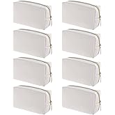 8 Pcs PU Leather Makeup Bag Bulk Set Waterproof Cosmetic Pouch Travel Organizer for Women Beige Toiletry Bag with Zipper Portable Multi-Functional Storage Bags