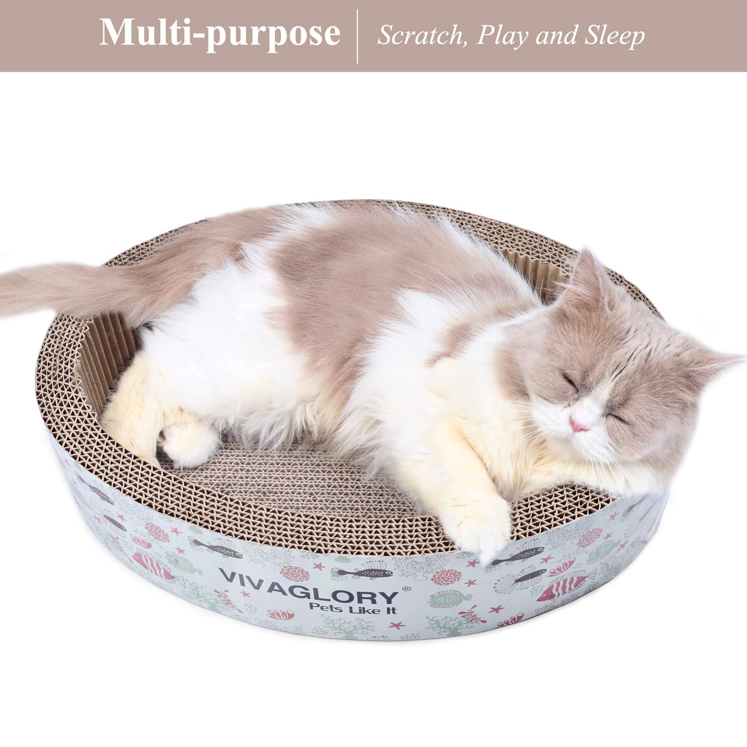 Vivaglory Cat Scratcher Lounge, Oval Cardboard Scratch Bed Scratching