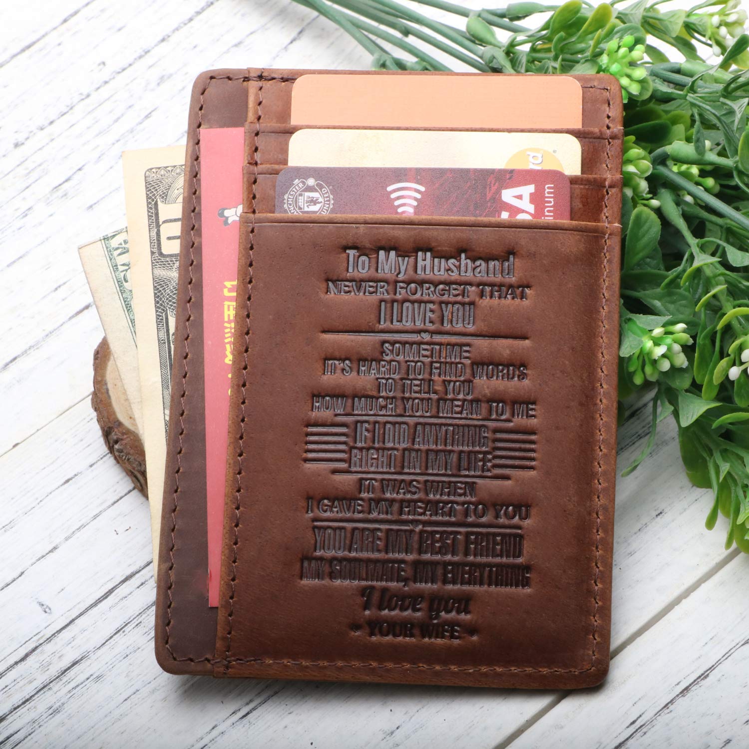 Slim Wallet for Men- RFID Blocking Front Pocket Card Wallet, Minimalist Thin Credit Card Clip,Speical Gift From Wife to Husband