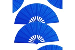 WNWBFM Boots on The Ground Fan,Large Holographic Folding Hand Fan, Clap Fans For Line Dancing,Foldable Craft Holding Laser Colors Hand Fan,Party,Dance Enthusiasts Gift (Blue plastic fan ribs 2pcs)