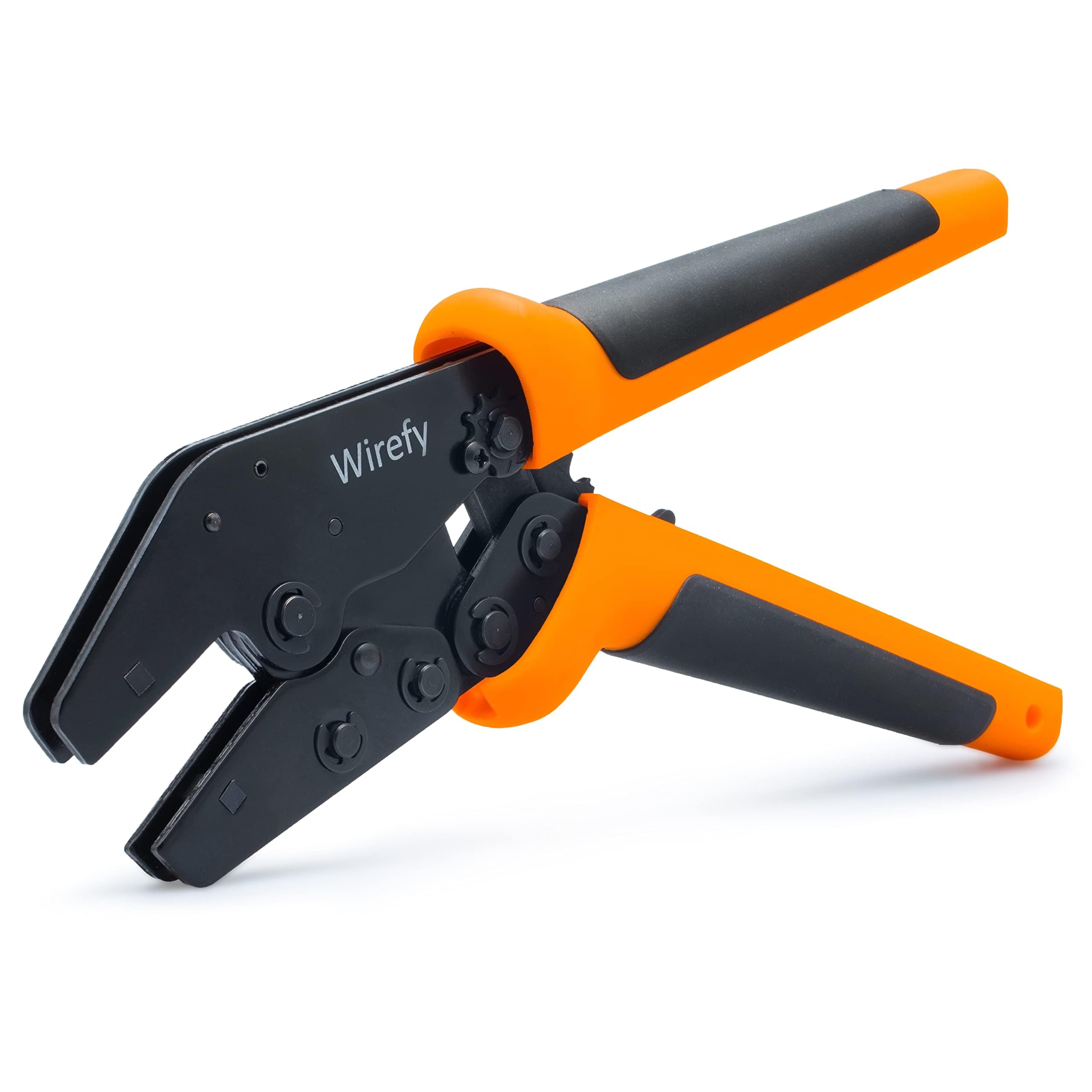 Wirefy Crimping Tool 9" for Quick Change Crimping Dies 26-4 AWG | High Leverage Wire Crimper | Crimping Pliers | Ratcheting Terminal Crimp Tool Image