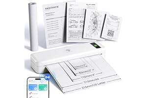 Phomemo Portable Printers Wireless for Travel, Inkless Printer Thermal M835, Mobile Printer Bluetooth Support 8.5"/A4/4.33"/3