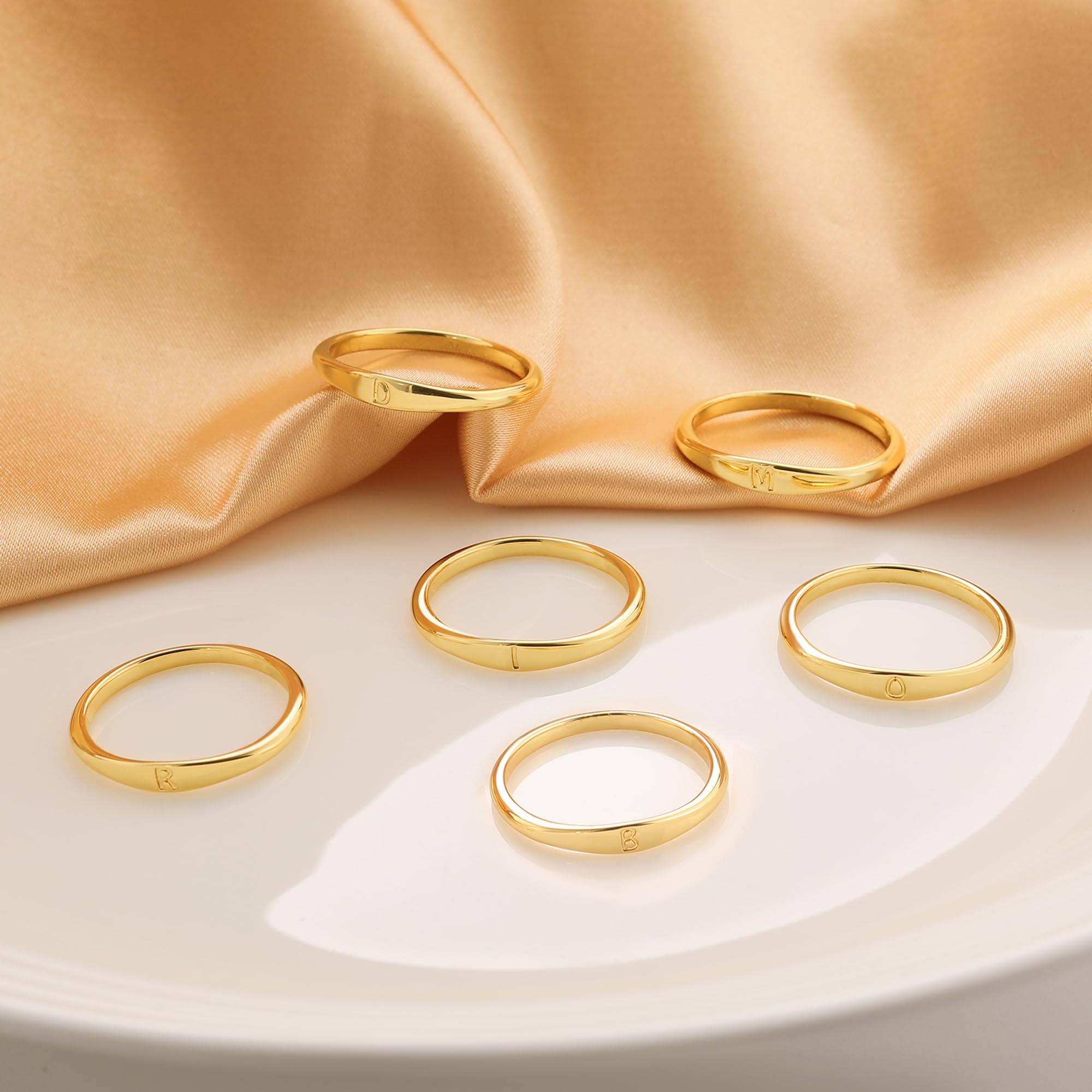 ZNBOH Gold Initial Rings for Women Non Tarnish 14K