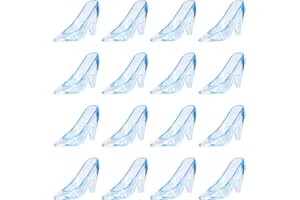 YAXINRUI Plastic Mini Cinderella Princess Slippers Blue Glass Heels Party Decorations for Weddings, Birthday Party Favors 3.5 inches