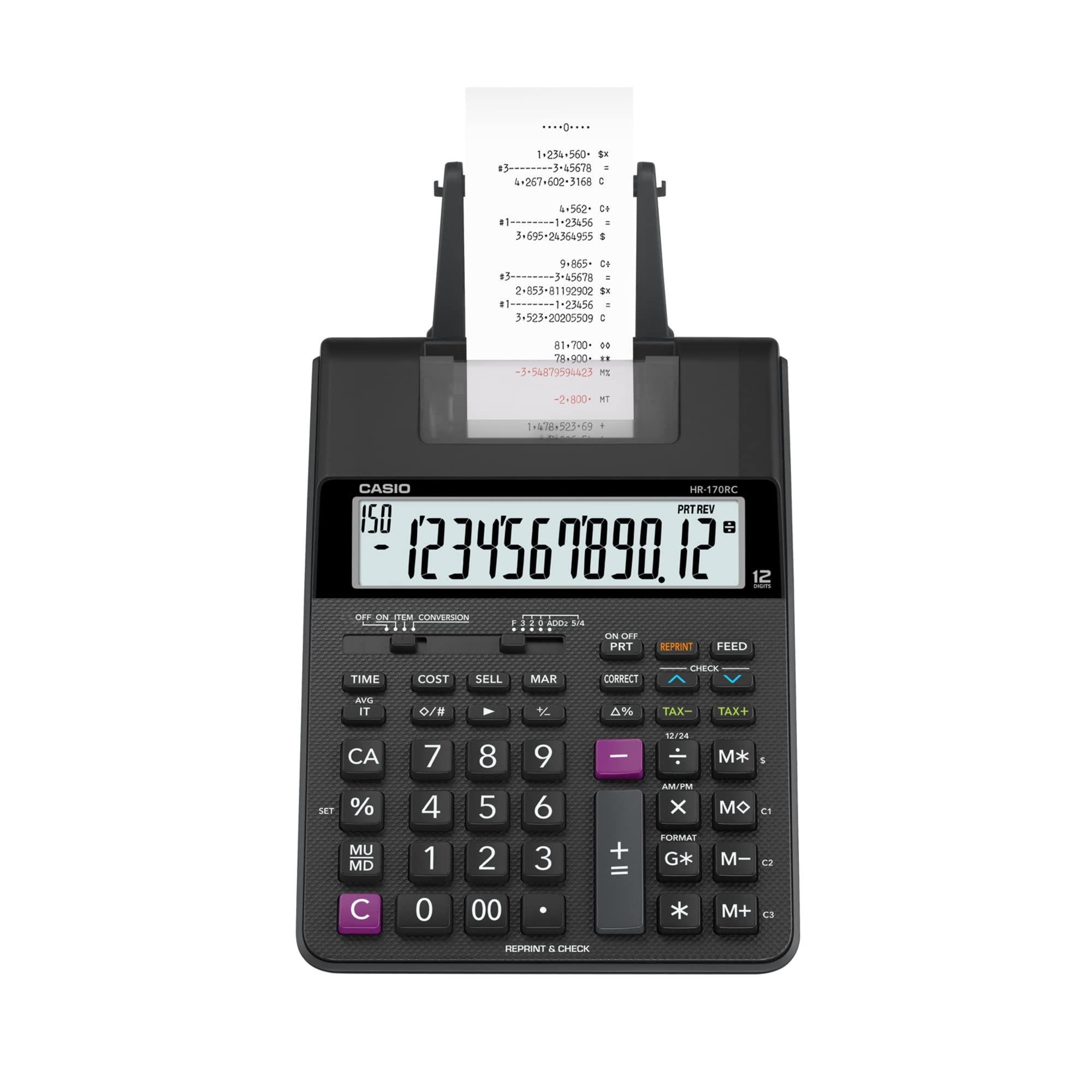 Casio HR-170RC Printing Calculator, Black, 2.6