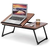 DESTINYGEARS Adjustable &amp; Portable Lap Desk for Laptop - Folding Bed Tray for Eating, Writing, Couch, and Breakfast in Bed. Ideal Laptop Stand and Small Computer Desk for Adults. (Black Walnut)