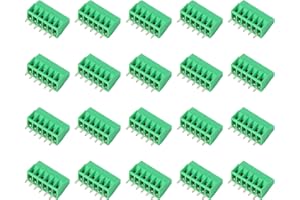 JHCBKFF 20PCS 6Pin 2.54mm 0.1" Pitch PCB Mount Screw Terminal Block Connector, Terminals 150V 6A for 26-18AWG Cable