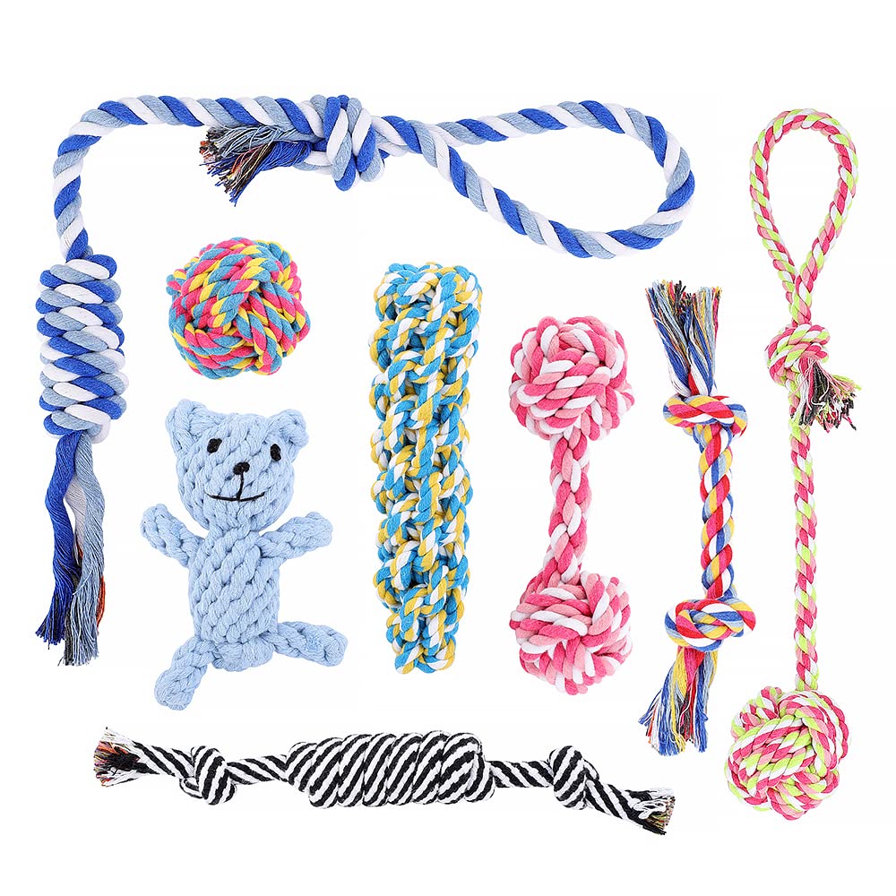 PLUTUS PET Dog Chew Toys for Aggressive Chewers, 8 pack Interactive Rope Toys, Washable Cotton, Teething Toys for Puppies, Small and Medium Dogs