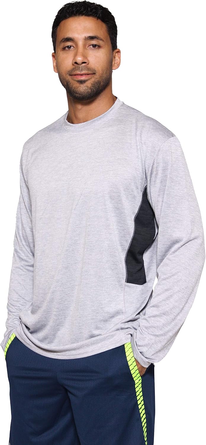 4 Pack: Men's Dry-Fit Moisture Wicking Performance Long Sleeve T-Shirt, UV Sun Protection Outdoor Active Athletic Crew Top at  Men’s Clothing store