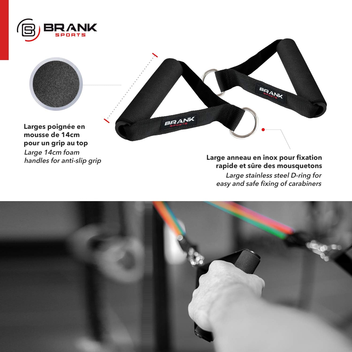BRANK SPORTS Resistance Bands Set including Handles, Ankle Straps & Door Anchor 13Pcs, 4.5-68 KGs Resistance - Image 3