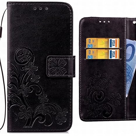 Ougger Handyhülle für Huawei Honor 5X (Honor X5, Huawei GR5) Hülle Tasche, Kunst Blatt BriefHülle Tasche Schale Schutzhülle L