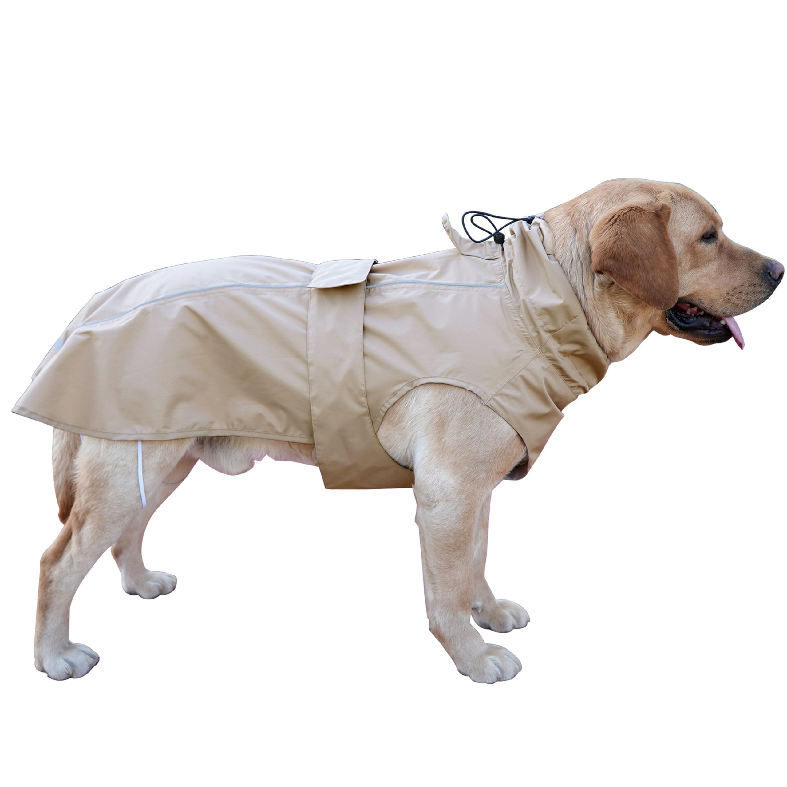 Adjustable Waterproof Dog Raincoat for Dogs,Lightweight Pet Rain Jacket Puppy Clothes with Reflective Strip for Small Medium Large Dogs (Khaki, Small) — image 1