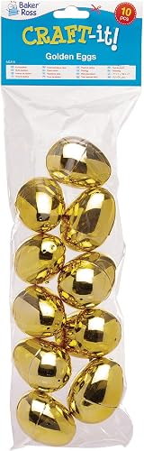 Baker Ross AG315 Golden 2-Part Eggs Party Bags 10 Pack Easter Fillers view 5