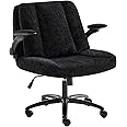 Criss Cross Chair with Arms, Plus Size Cross Legged Desk Chair with Flexible Back Cushion, Adjustable Arm Rest, Extra Wide Seat, 350lbs Fabric Home Office Chair with Castors and Bell Glides, Black