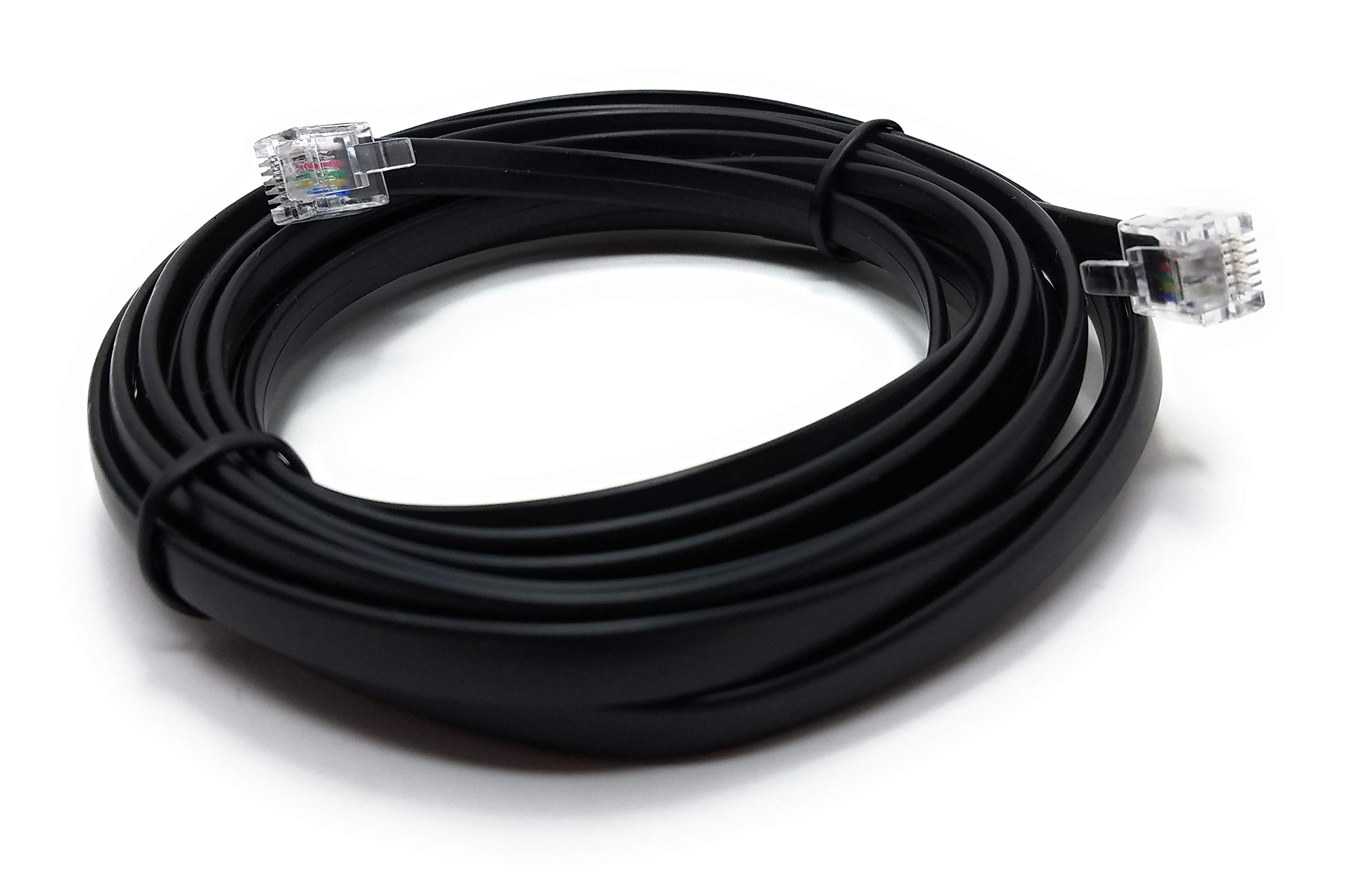 MainCore 3m long FLAT RJ12 to RJ12 / (6P6C) High Speed Internet Broadband Router Modem Phone Cable Lead Cord / (p.s. RJ12 is RJ11 with 6 wire) (3m)