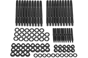 DNA MOTORING LEPOW-015 Steel 12-Point Cylinder Head Studs Nuts Set for 04-Newer LS1 LS3 Chevy LS1 LS6 L98, Black