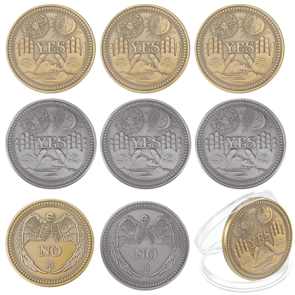 WEBEEDY 8PCS Yes No Challenge Coin Decision Maker Coin Lucky Medallion Souvenir Divination Flip Coin, 2 Color